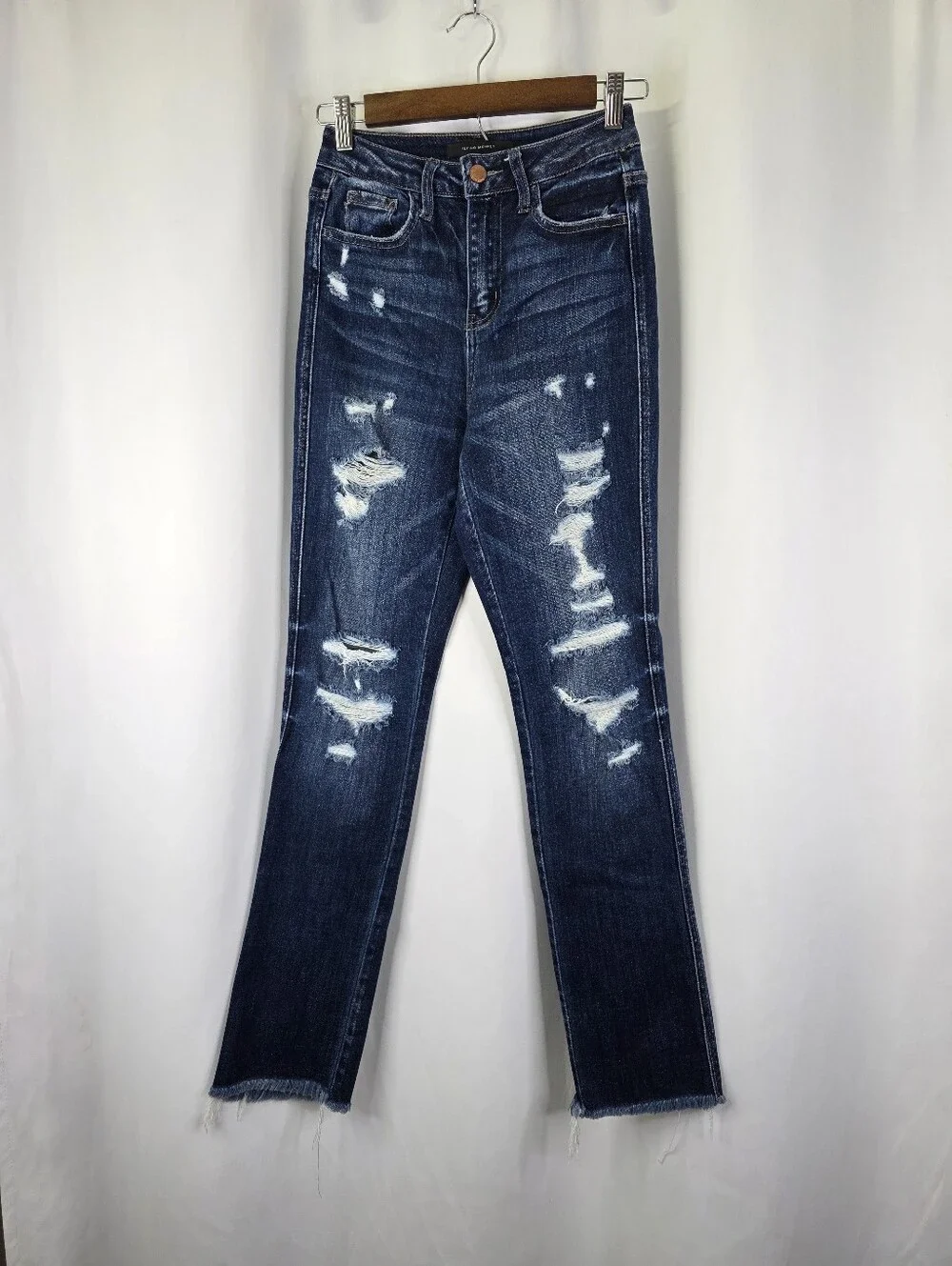 Flying Monkey Womens Size 23 Ultra High Rise Skinny Dark Denim Jeans Distressed‎